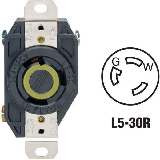 Leviton 30A 125V Black Industrial Grade L5-30R Locking Outlet Receptacle