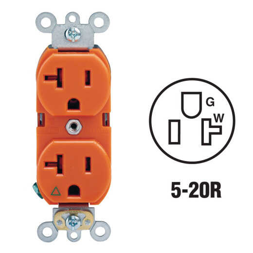 Leviton 20A Orange Isolated Grounding 5-20R Duplex Outlet