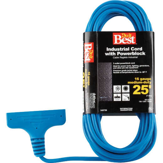 Do it Best 25 Ft. 16/3 Extension Cord with Power Block